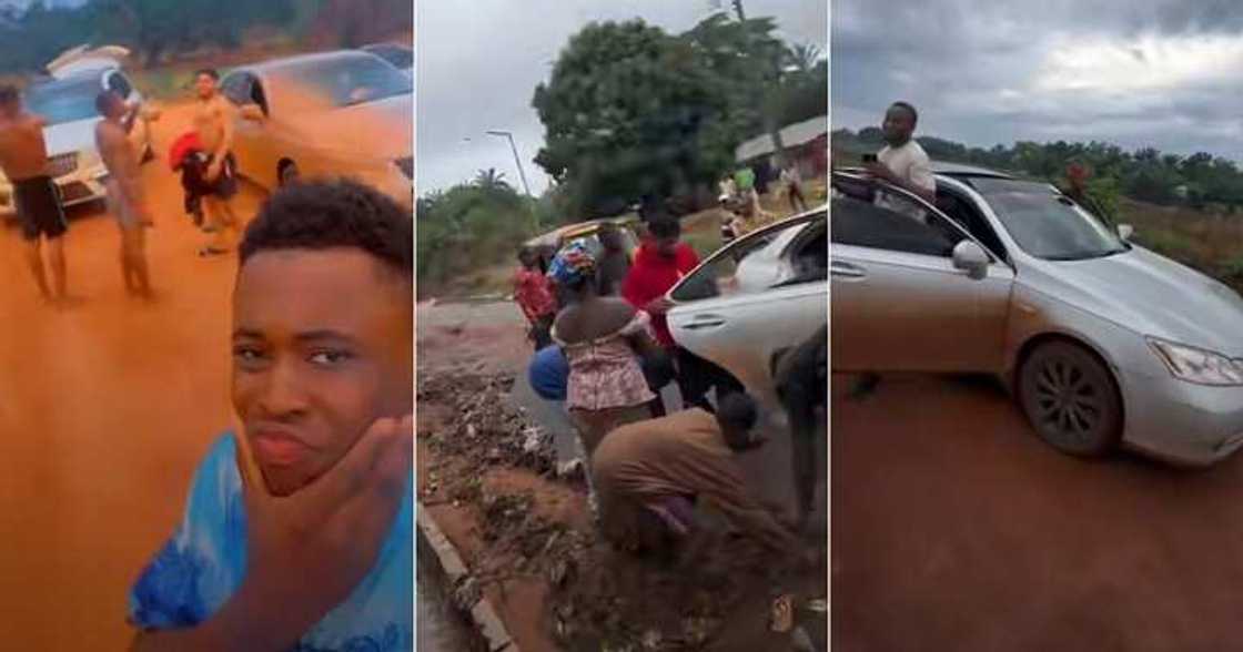 Man travels to girlfriend's village, bad road Man travels to girlfriend's village, bad road