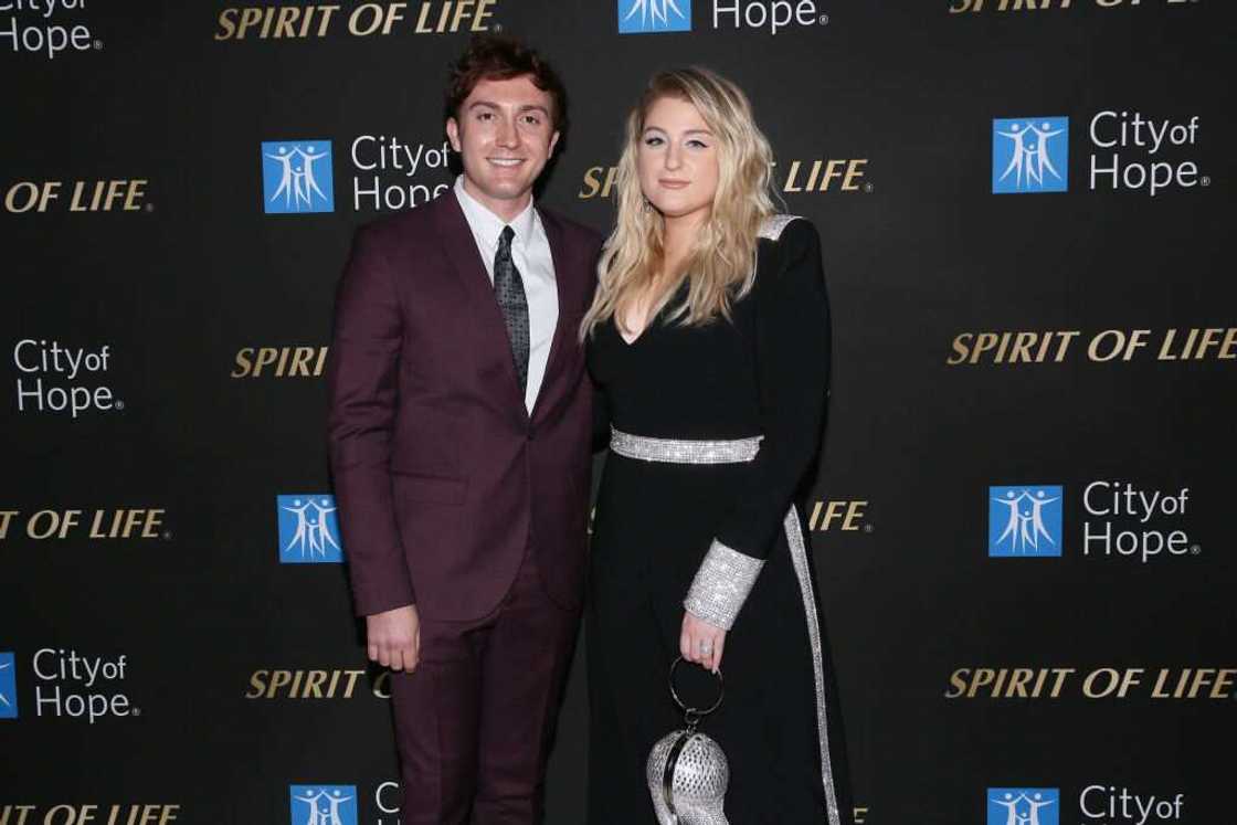 Daryl Sabara (L) and Meghan Trainor arrive for City Of Hope's Spirit Of Life 2019 Gala at The Barker Hanger