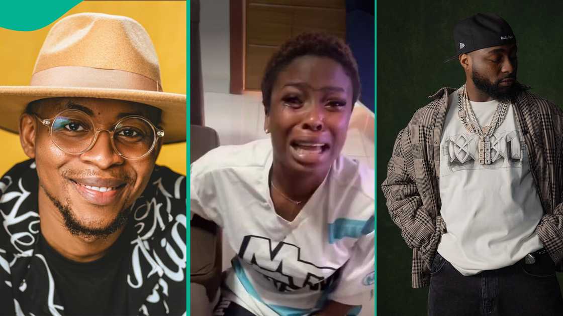 Solomon Buchi reacts as lady cries over Davido.