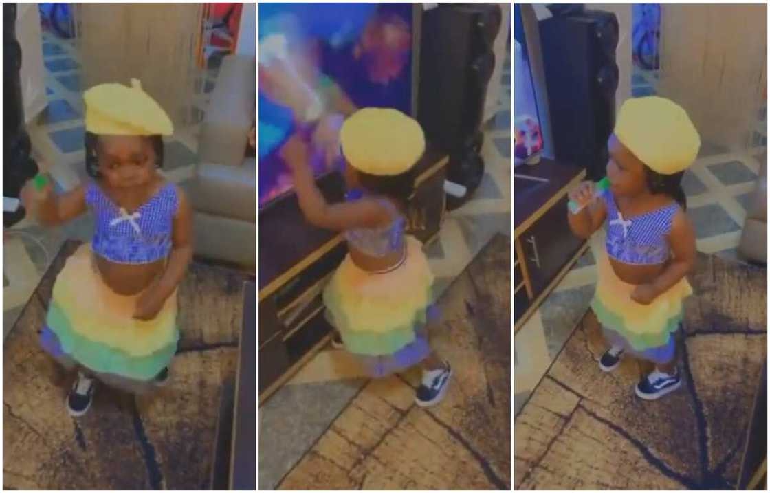 Little girl dances to Bella Shurmda's Cash App, does the hand movement