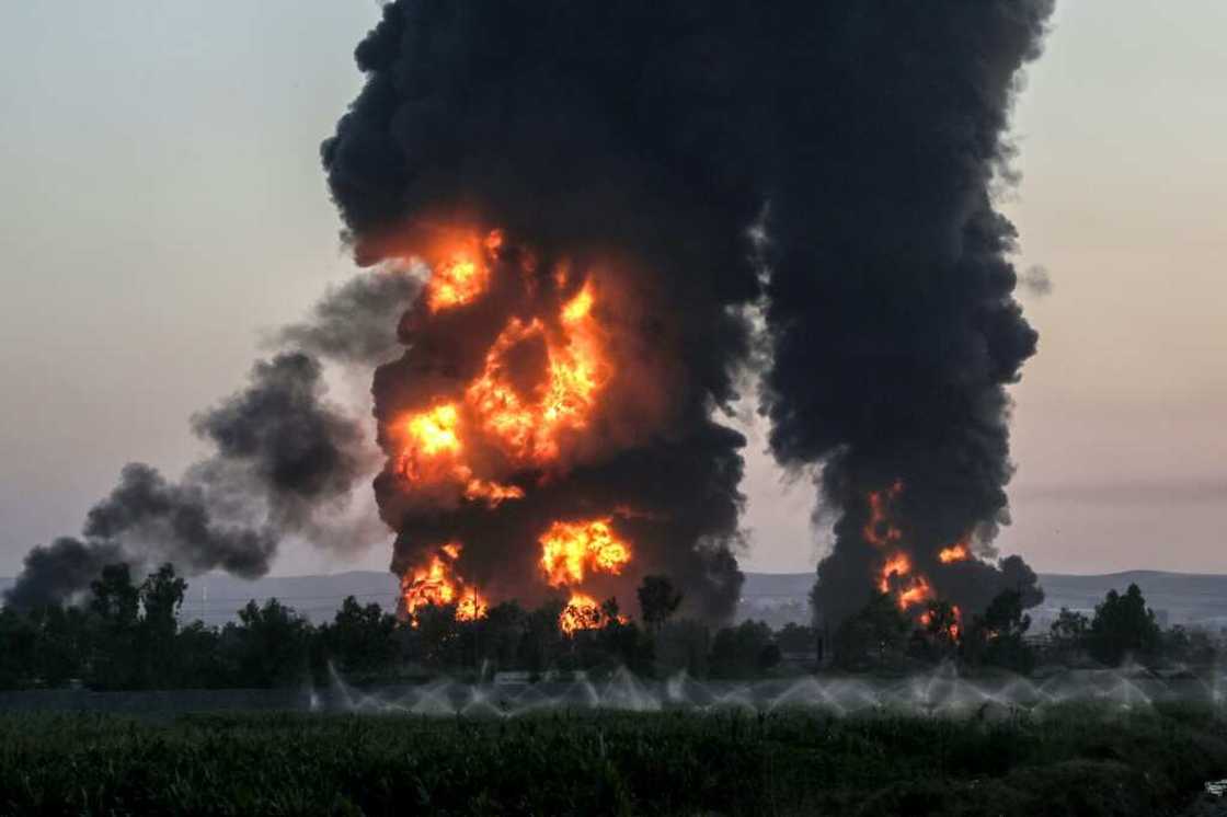 The cause of the blaze, which began in an asphalt tank, was not yet known, Iraqi civil defence said