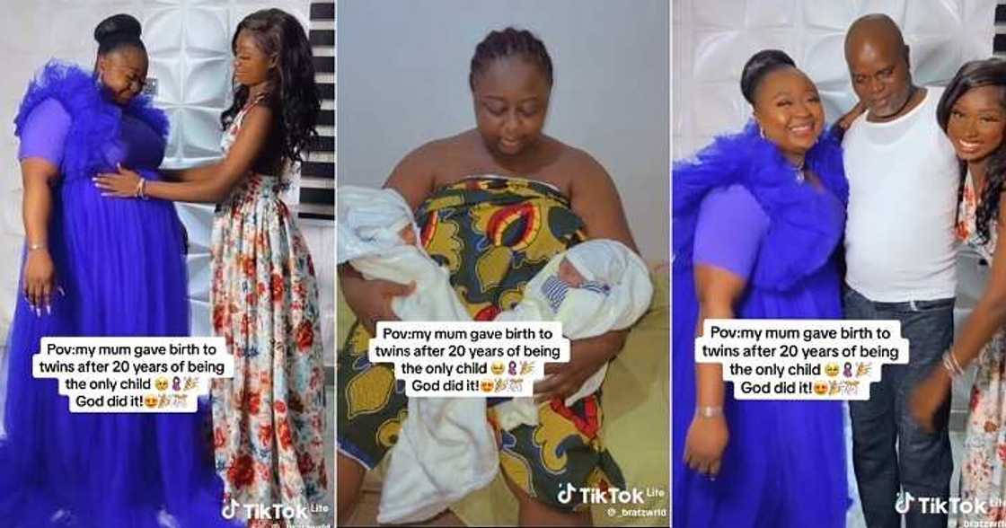 Lady excited as her mum welcomes twins after 20 years