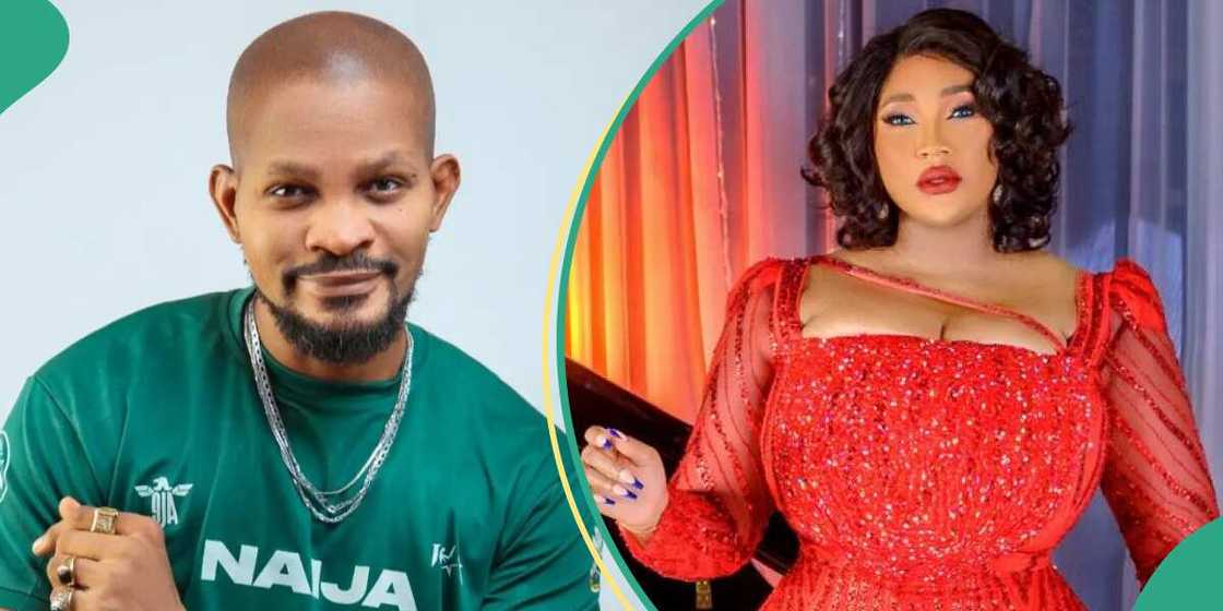 Uche Maduagwu calls out Judy Austin over advice to ladies. Uche Maduagwu calls out Judy Austin over advice to ladies.