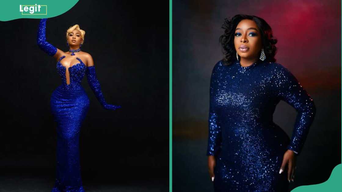 Ladies in navy blue sequence gowns Ladies in navy blue sequence gowns