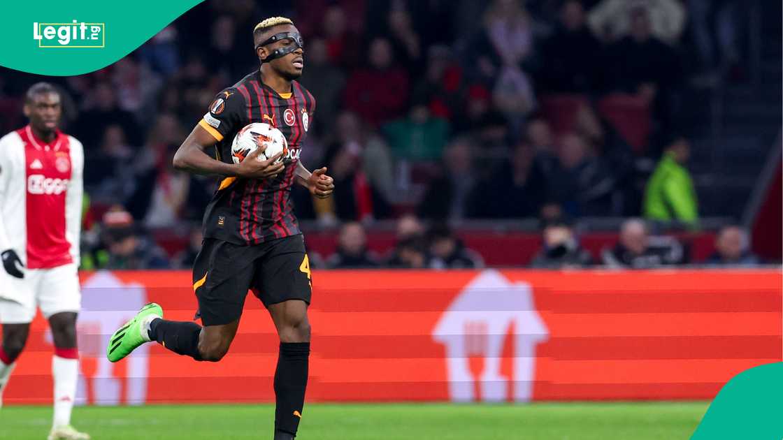 Victor Osimhen, Galatasaray, AFC Ajax, Johna Cruyff Arena, Amsterdam, UEFA Europa League. Victor Osimhen, Galatasaray, AFC Ajax, Johna Cruyff Arena, Amsterdam, UEFA Europa League.