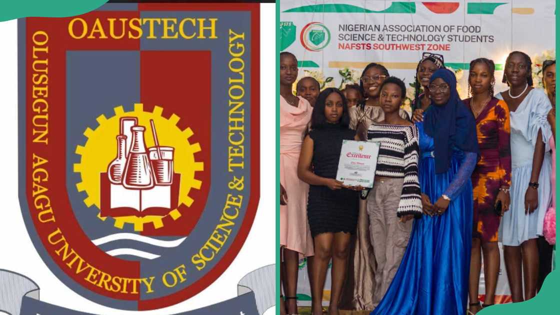 Ondo State University of Science and Technology (OSUSTECH) official logo and students Ondo State University of Science and Technology (OSUSTECH) official logo and students