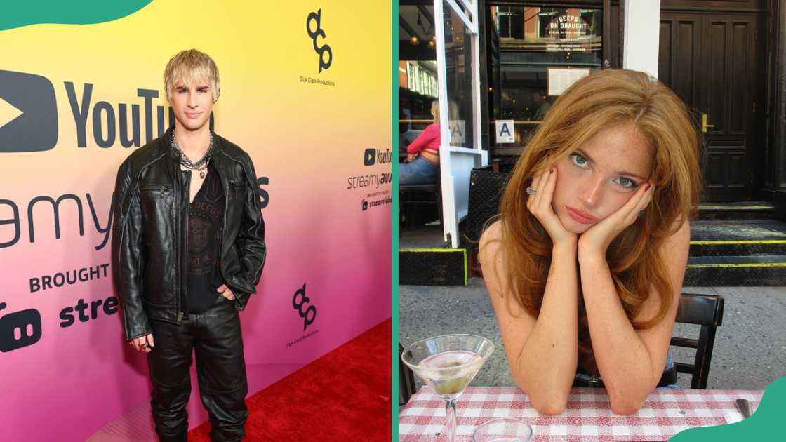 Brad Mondo at the Beverly Hilton and Sophia at a restaurant