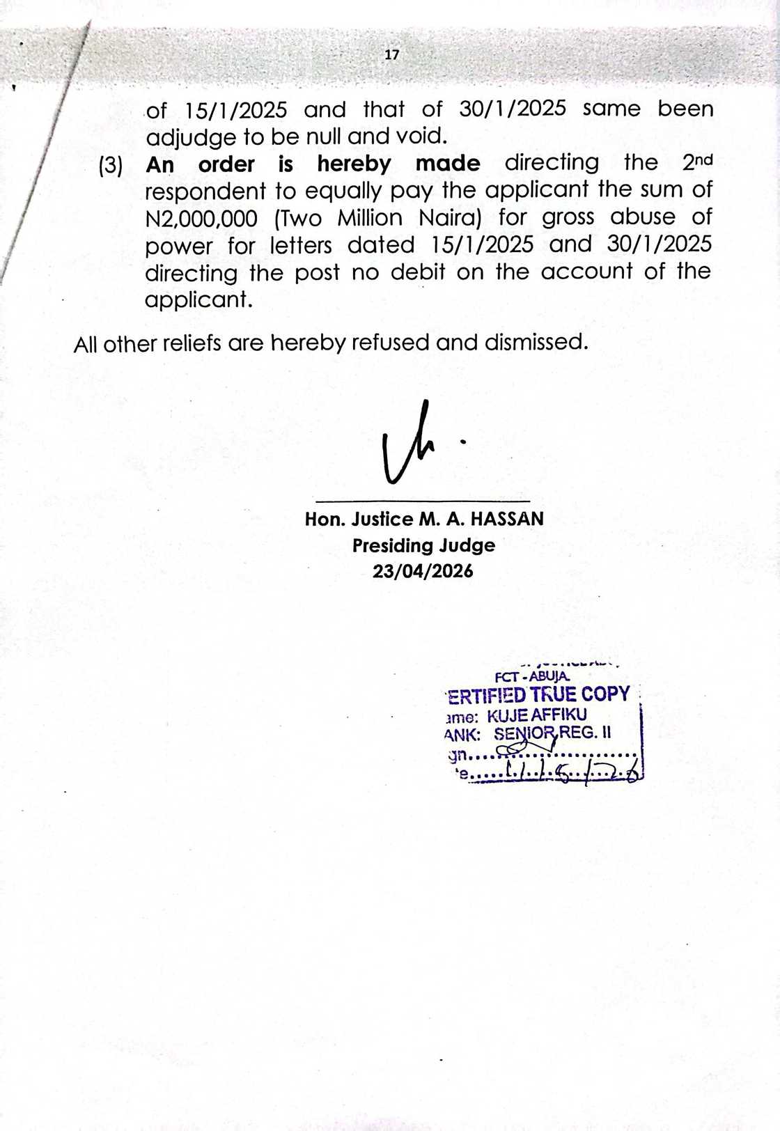 Court Orders EFCC to Pay ₦2m for Unlawfully Freezing Homadil Realty's Account