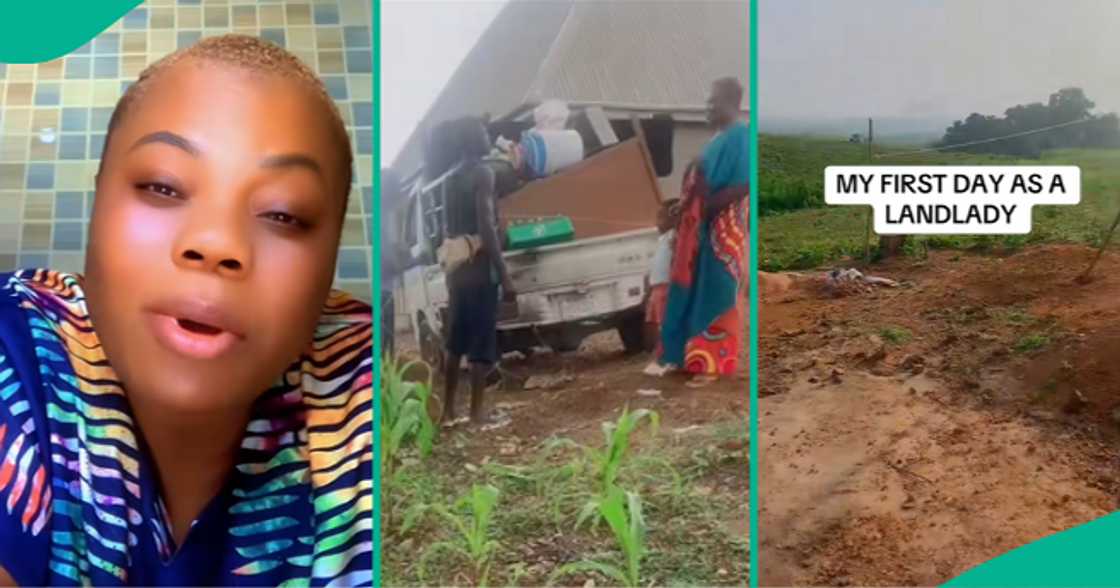 Woman cries out after seeing the house that her husband built.