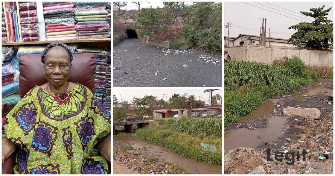 Stinking canal at Alade market