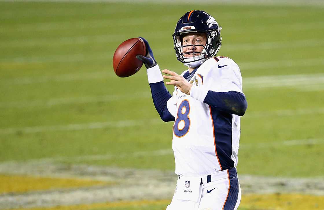 Peyton Manning #18 looks to pass the ball at Levi's Stadium Peyton Manning #18 looks to pass the ball at Levi's Stadium