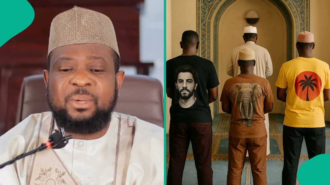 Sheikh Jabir Mai Hula da wasu mutane masu salla dauke da tufafi masu hotuna Sheikh Jabir Mai Hula da wasu mutane masu salla dauke da tufafi masu hotuna