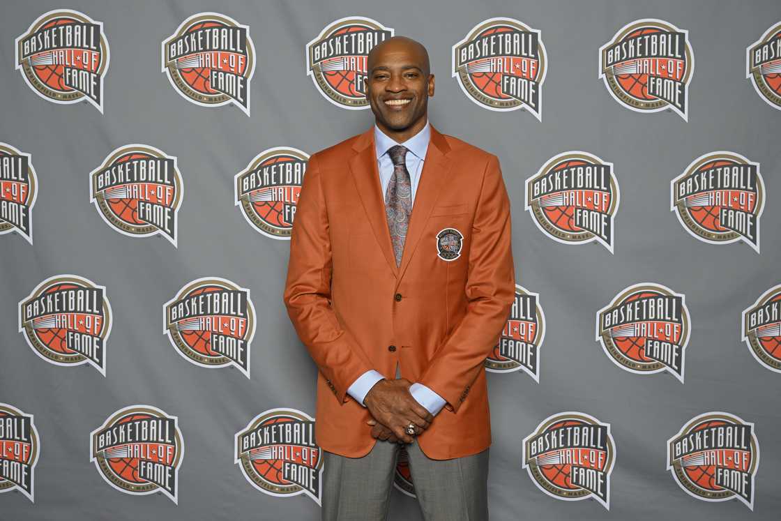 Vince Carter poses for a portrait during the Basketball Hall of Fame Enshrinement Ceremony at the Mohegan Sun in Uncasville, Connecticut