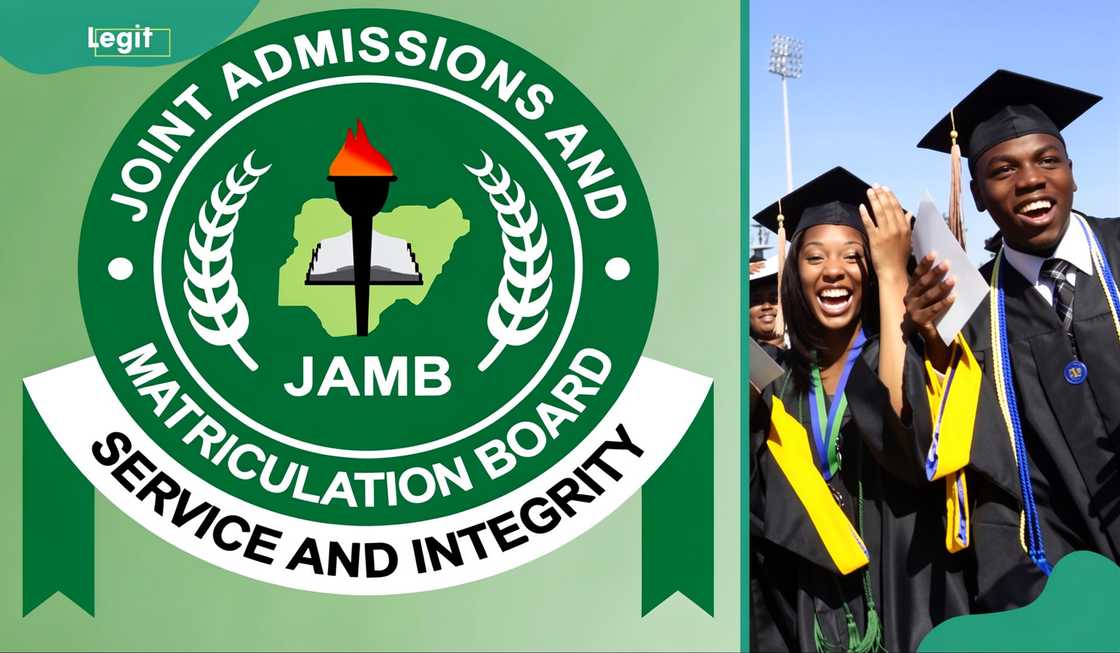 The JAMB logo and a group of graduates celebrating The JAMB logo and a group of graduates celebrating