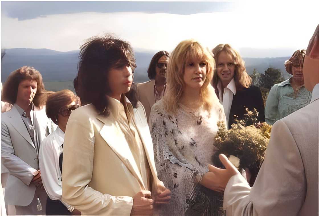 Steven Tyler and Cyrinda Foxe pictured during their wedding ceremony