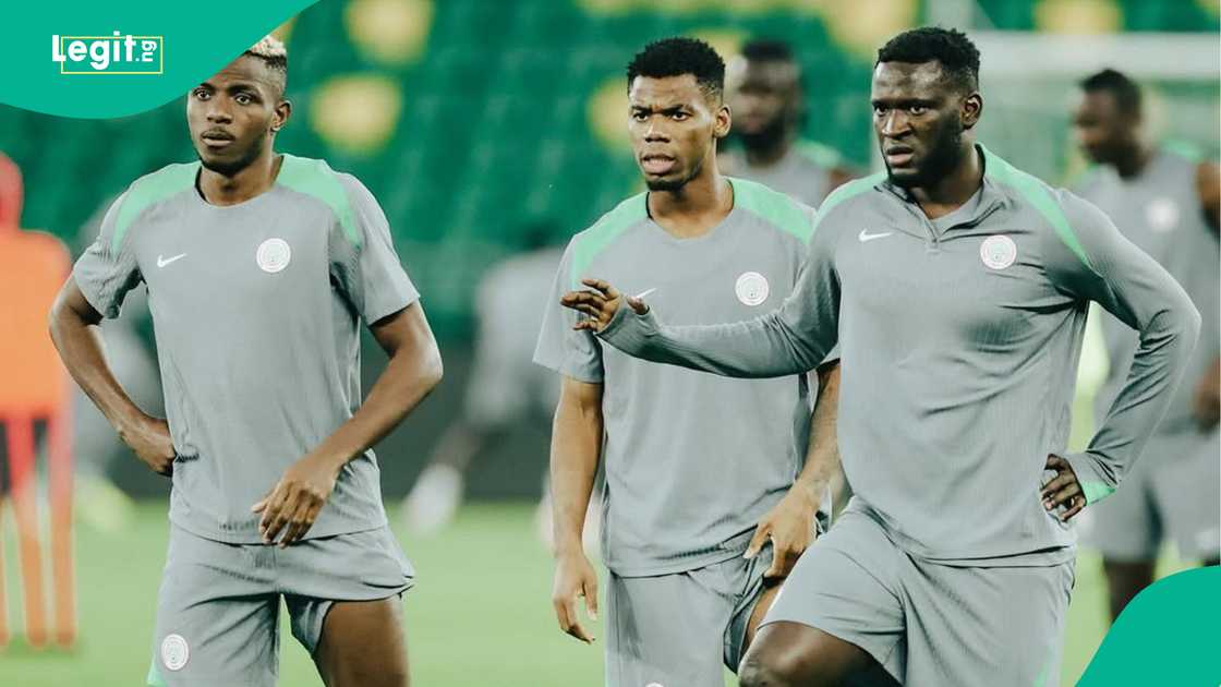 Victor Osimhen, Raphael Onyedika, Bruno Onyemaechi, Super Eagles, Nigeria, Kigali, Rwanda. Victor Osimhen, Raphael Onyedika, Bruno Onyemaechi, Super Eagles, Nigeria, Kigali, Rwanda.