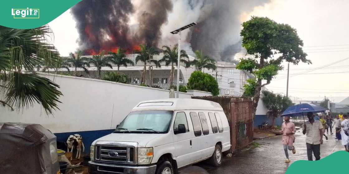 Christ Embassy headquarters currently on fire in Lagos Christ Embassy headquarters currently on fire in Lagos