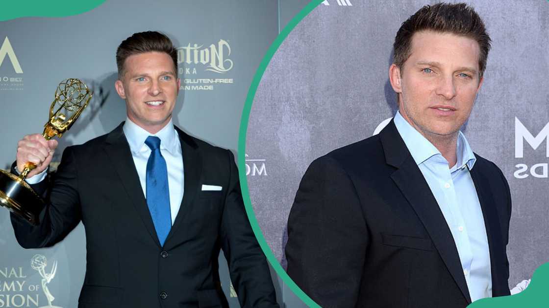 Steve Burton at the 44th Annual Daytime Emmy Awards in Pasadena Civic Auditorium (L). Steve at the MGM Grand Garden Arena in Las Vegas (R).