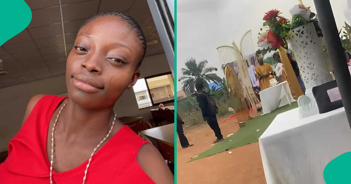 Lady displays food she was served at her former boyfriend's wedding