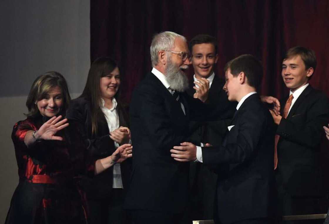 Harry and David Letterman greeting each other during the Mark Twain Prize ceremony Harry and David Letterman greeting each other during the Mark Twain Prize ceremony