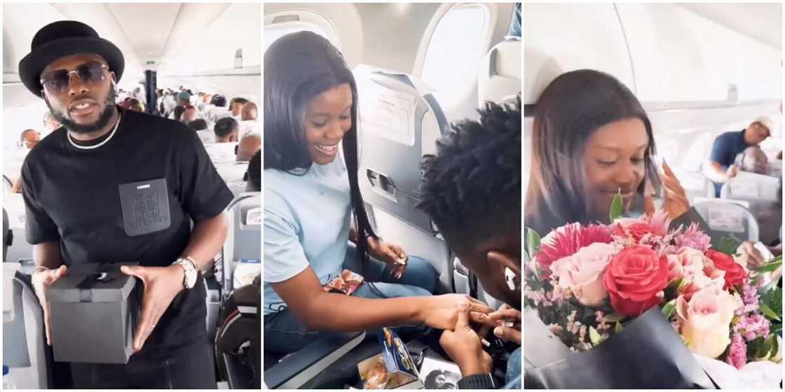 Comedian I go Save helps fan propose to his girlfriend, Man proposes to girlfriend aboard flight with the help of comedian I Go Save Comedian I go Save helps fan propose to his girlfriend, Man proposes to girlfriend aboard flight with the help of comedian I Go Save