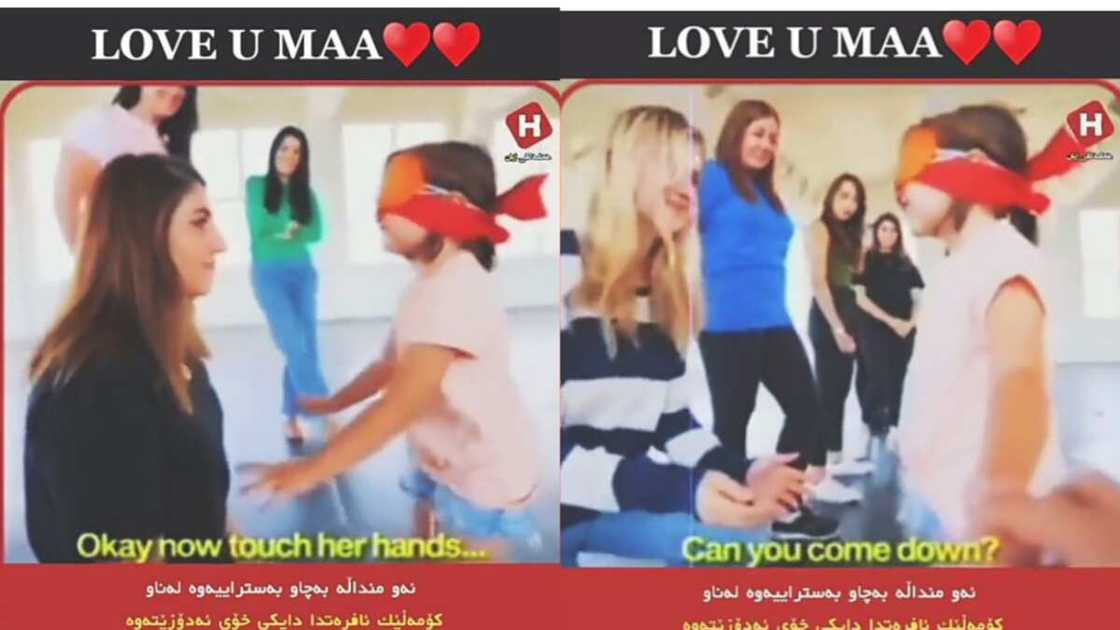 Blindfolded little girl recognised her mother Blindfolded little girl recognised her mother