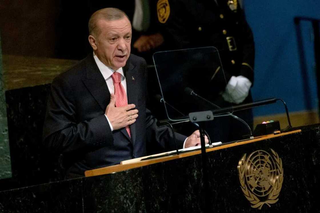 Turkish President Recep Tayyip Erdogan addresses the 77th session of the United Nations General Assembly Turkish President Recep Tayyip Erdogan addresses the 77th session of the United Nations General Assembly