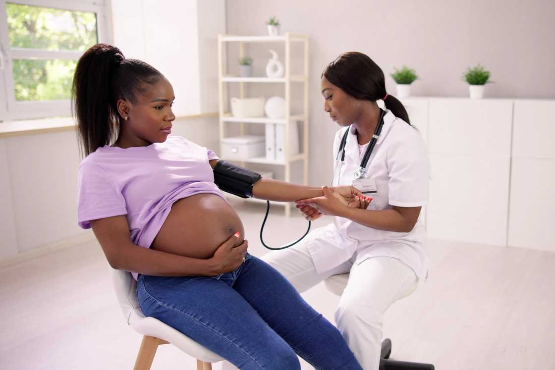 A pregnant woman at a antenatal clinic.