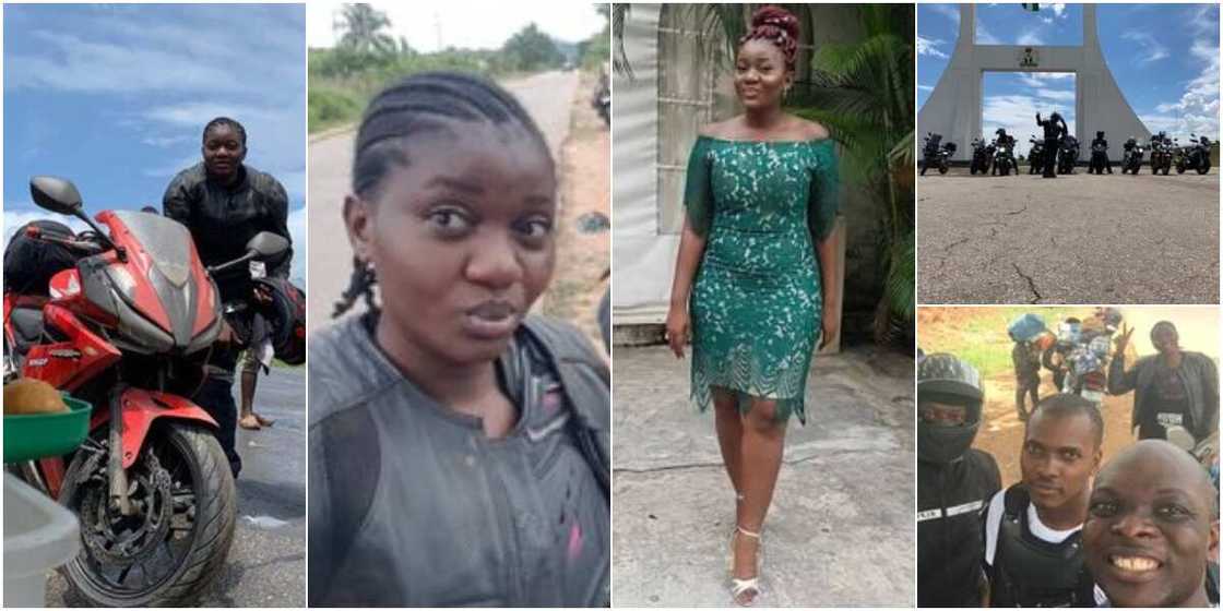 Social media reacts as lady rides bike from Lagos to Abuja for 13 hours