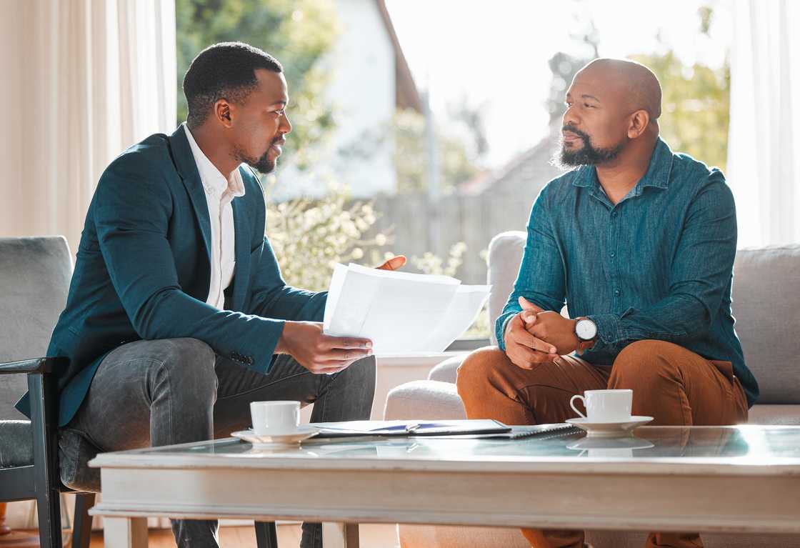 Two men having a meeting in an office.