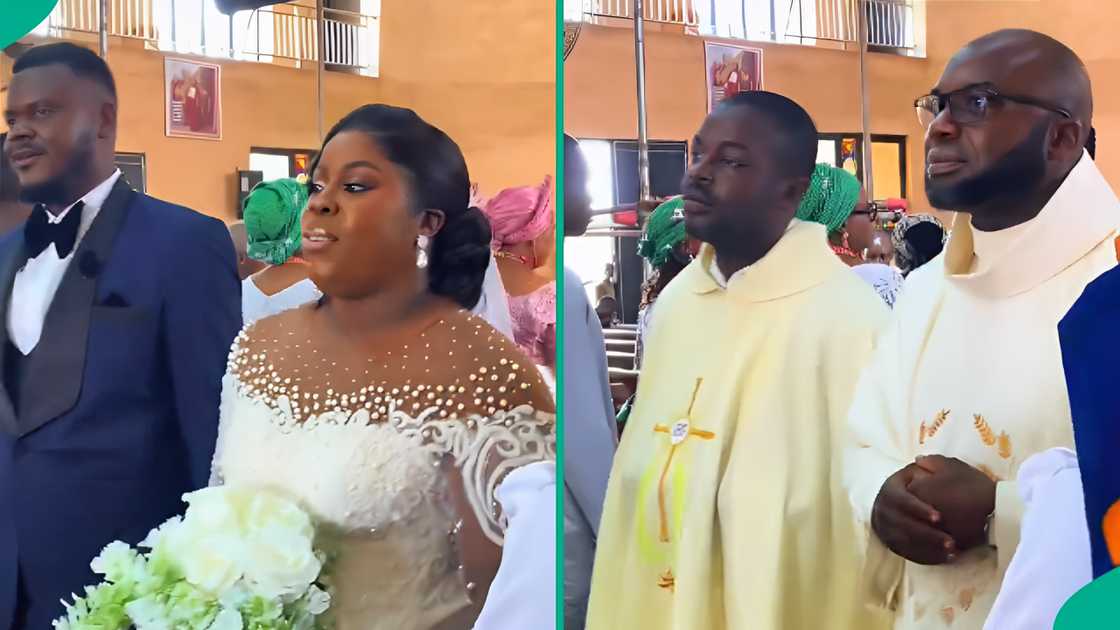 A group of priests attend the wedding of a man who left seminary school to get married A group of priests attend the wedding of a man who left seminary school to get married