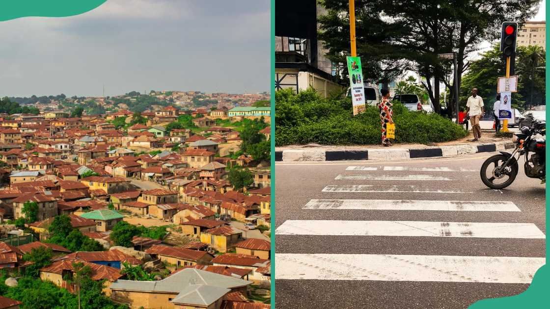 An aerial view of Lagos Nigeria and a street in Lagos