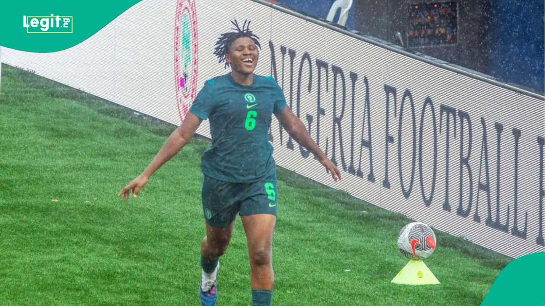 Joy Omewa celebrate scoring her goal against Senegal. Photo by NFF