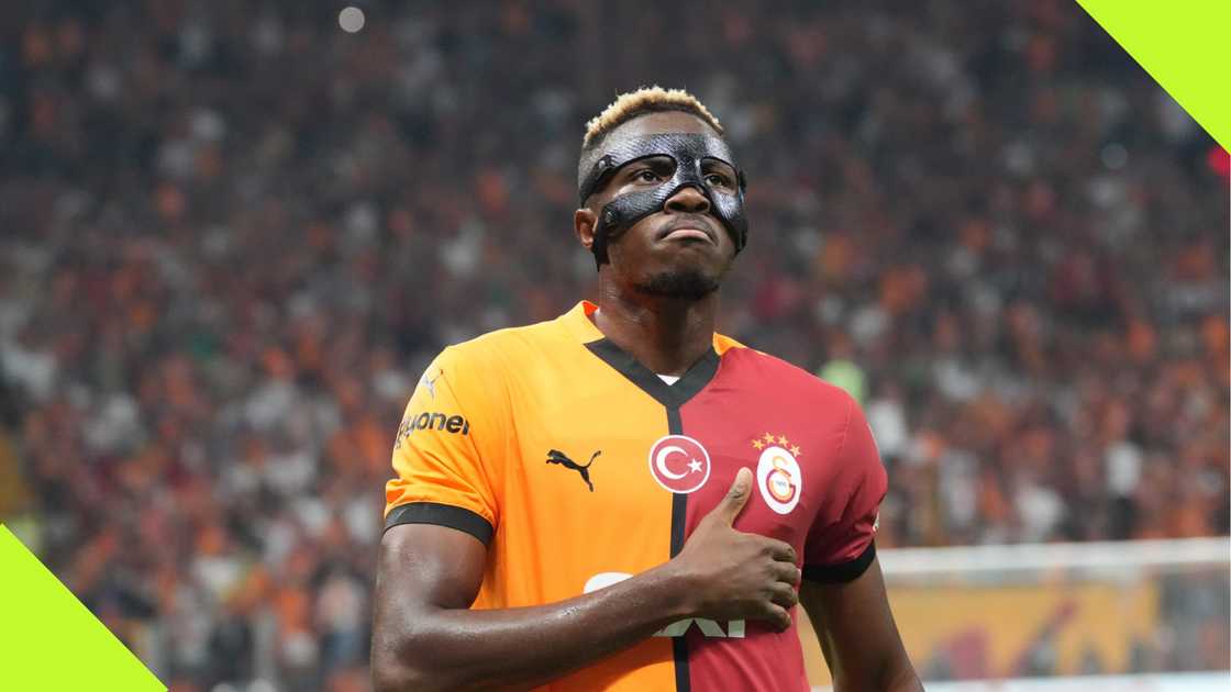 Victor Osimhen celebrates a goal for Galatasaray