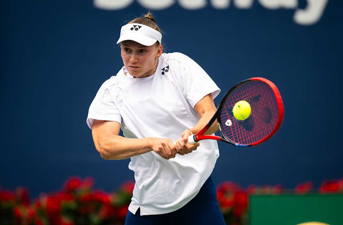 Elena Rybakina in action during a match Elena Rybakina in action during a match