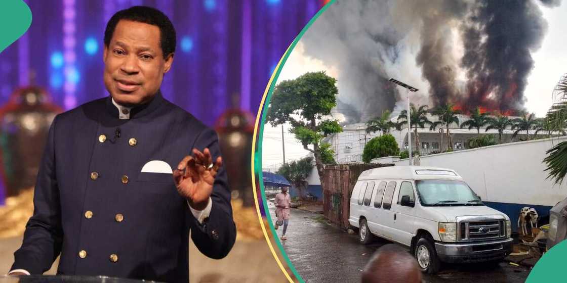 Pastor Chris Oyakhilome reacts as fire guts Christ Embassy