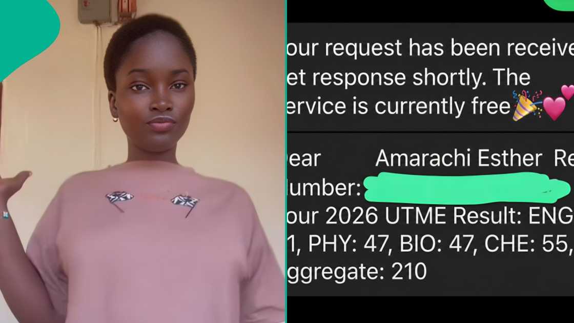 Lady reacts emotionally after checking JAMB 2026 result of 210, sharing third attempt success story in trending TikTok video. Lady reacts emotionally after checking JAMB 2026 result of 210, sharing third attempt success story in trending TikTok video.