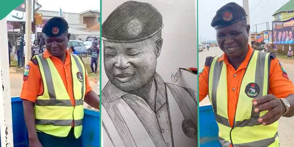 Street artist surprises policeman with beautiful artwork. Street artist surprises policeman with beautiful artwork.
