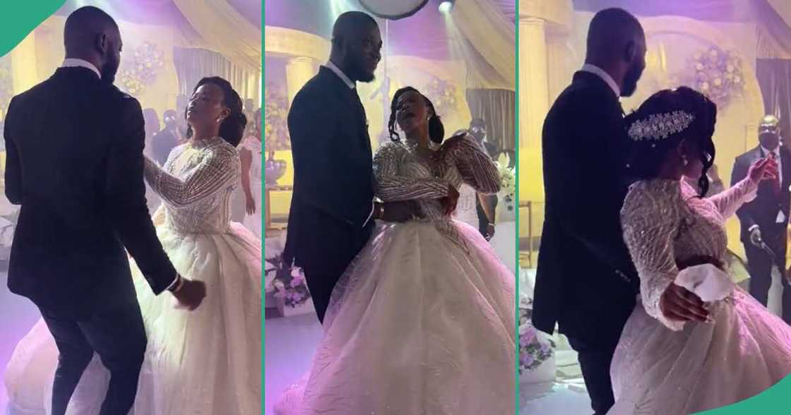 Lady and her man dance to Indian song on their wedding day. Lady and her man dance to Indian song on their wedding day.
