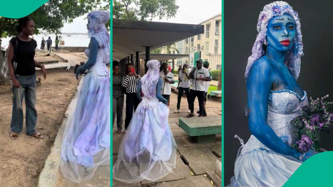Lady trends for rocking 'Corpse Bride' outfit on UNILAG Costume Day Lady trends for rocking 'Corpse Bride' outfit on UNILAG Costume Day
