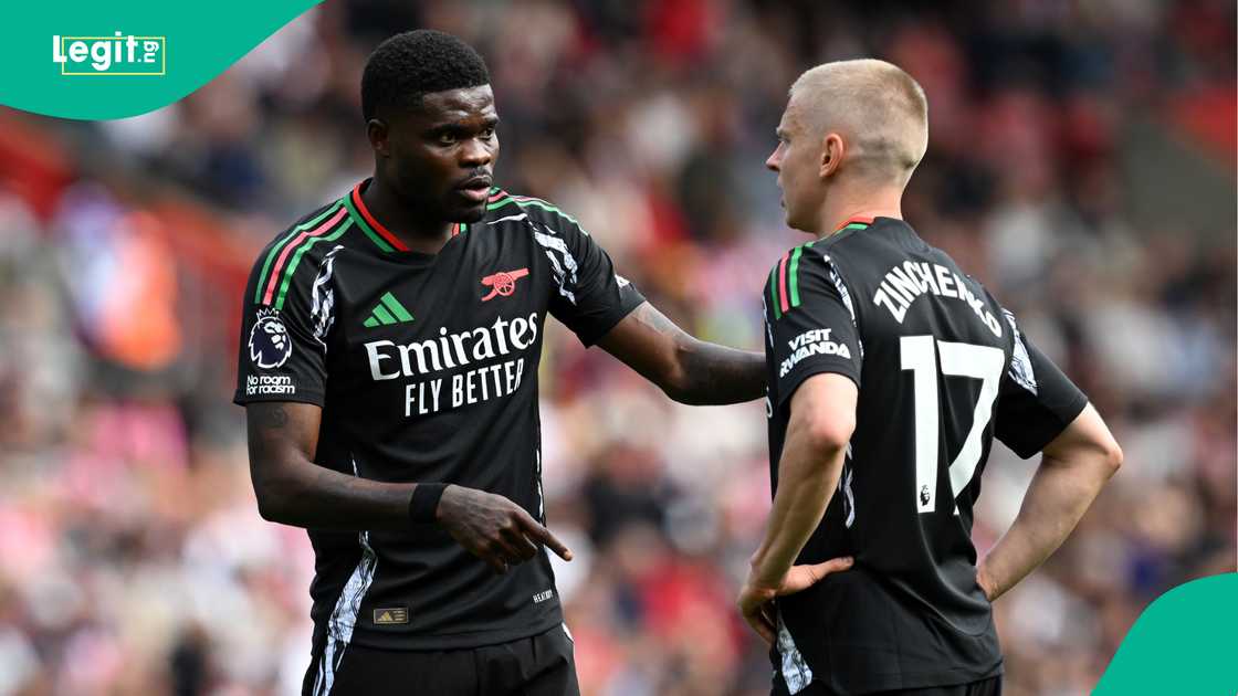 Thomas Partey, Oleksandr Zinchenko, Arsenal, Premier League, England.