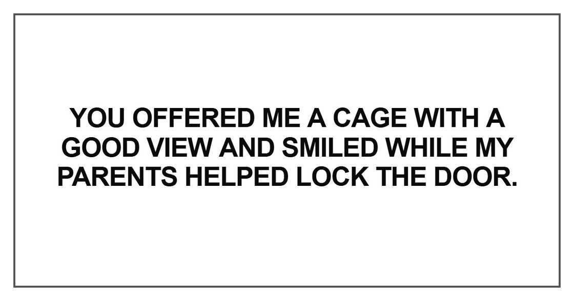 You offered me a cage