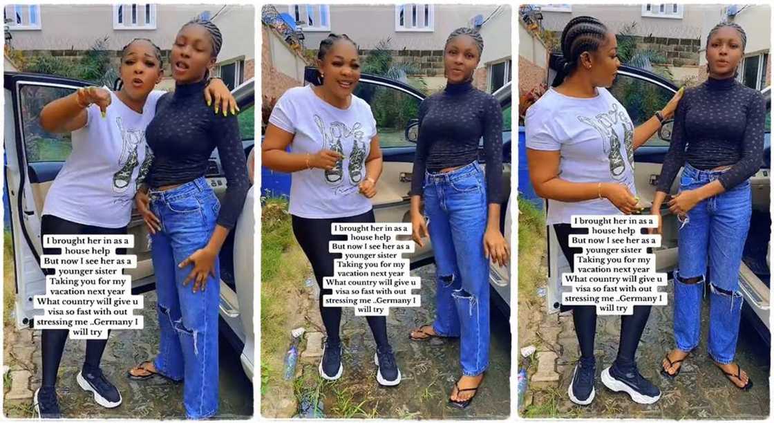 A lady promises to fly her housemaid to Germany. A lady promises to fly her housemaid to Germany.
