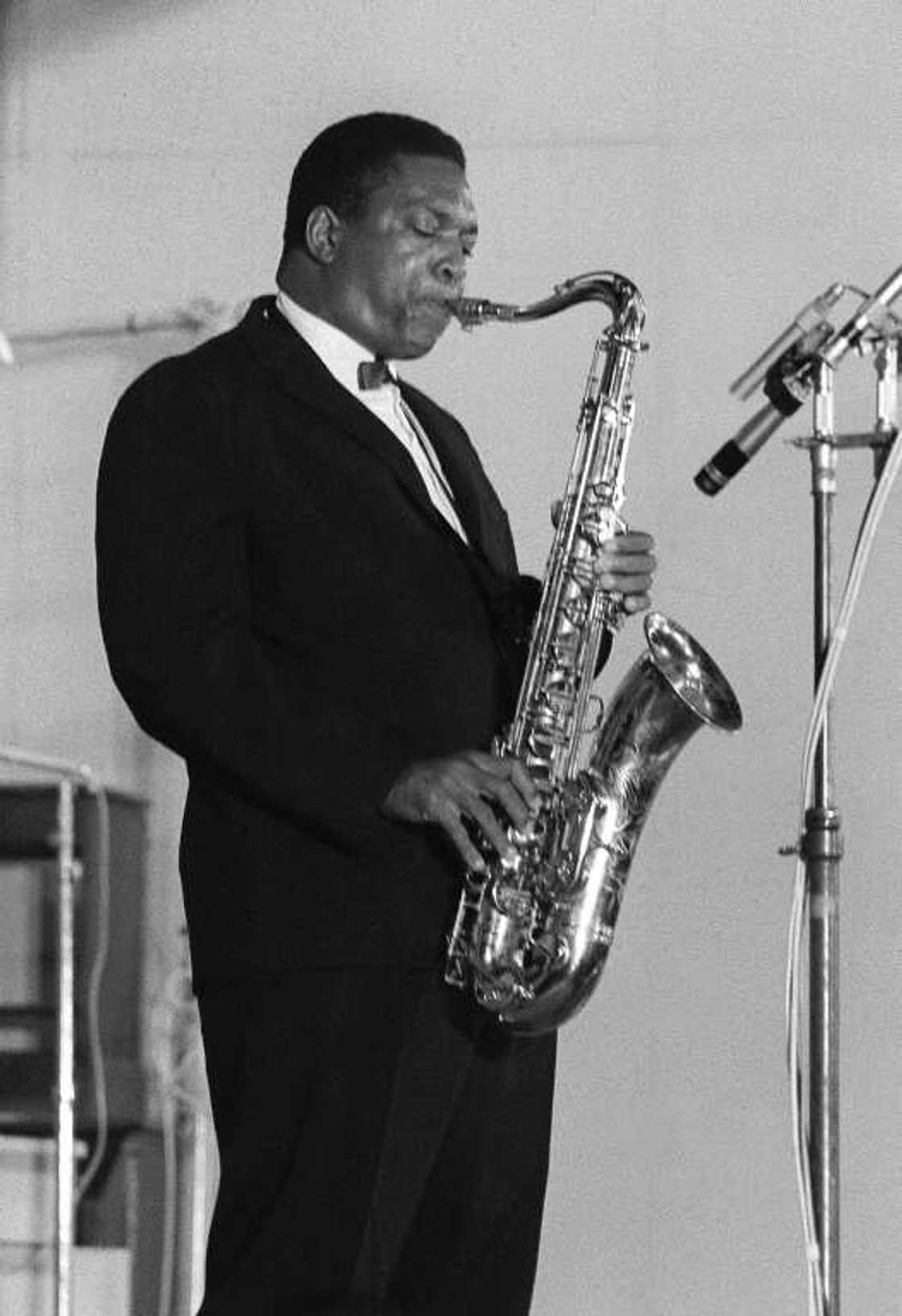 Pharoah Sanders was often seen as a successor to John Coltrane, seen here in concert in Paris