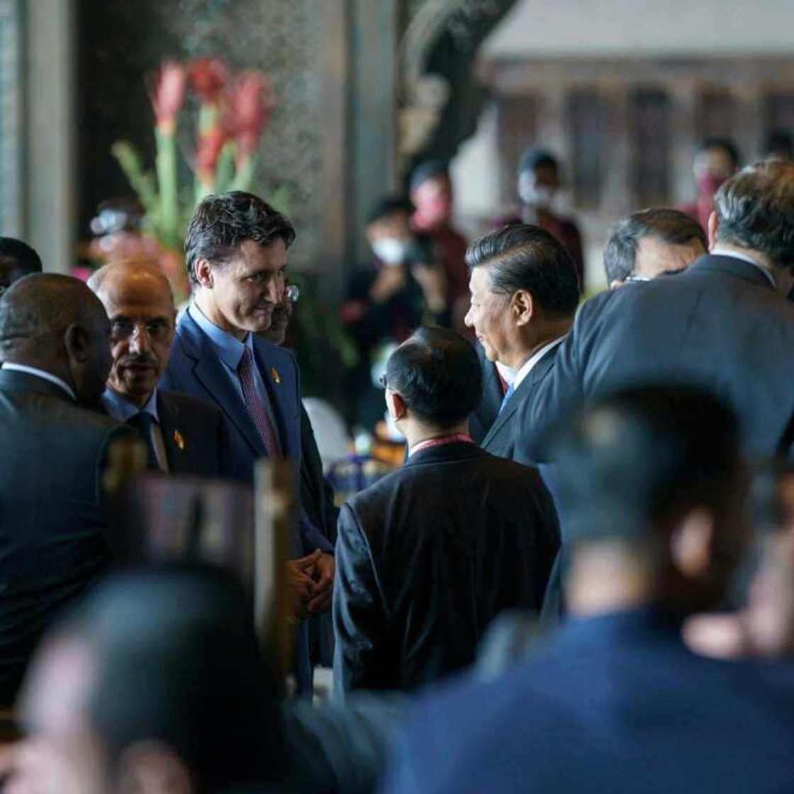 Canadian Prime Minister Justin Trudeau (L) with Chinese President Xi Jinping at the 2022 G20 summit in Indonesia Canadian Prime Minister Justin Trudeau (L) with Chinese President Xi Jinping at the 2022 G20 summit in Indonesia