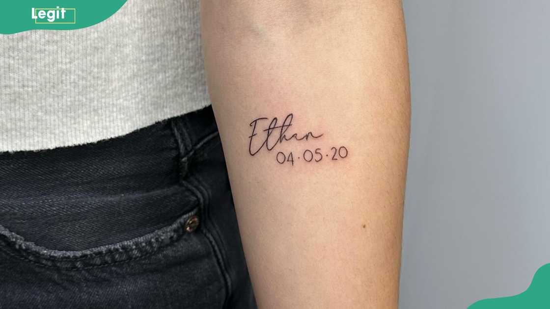 Birthdate name tattoo