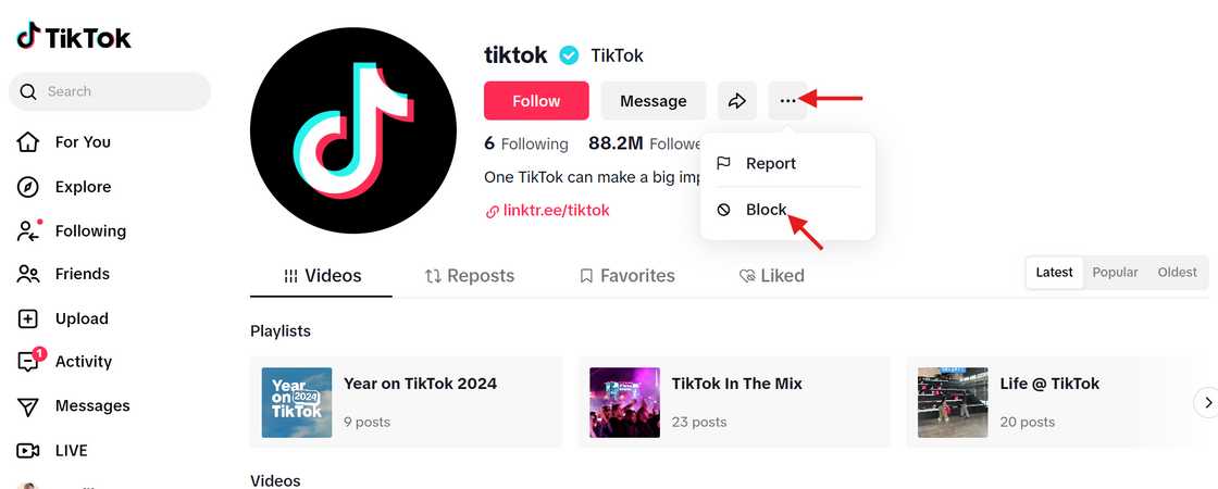 The process of blocking someone on TikTok The process of blocking someone on TikTok