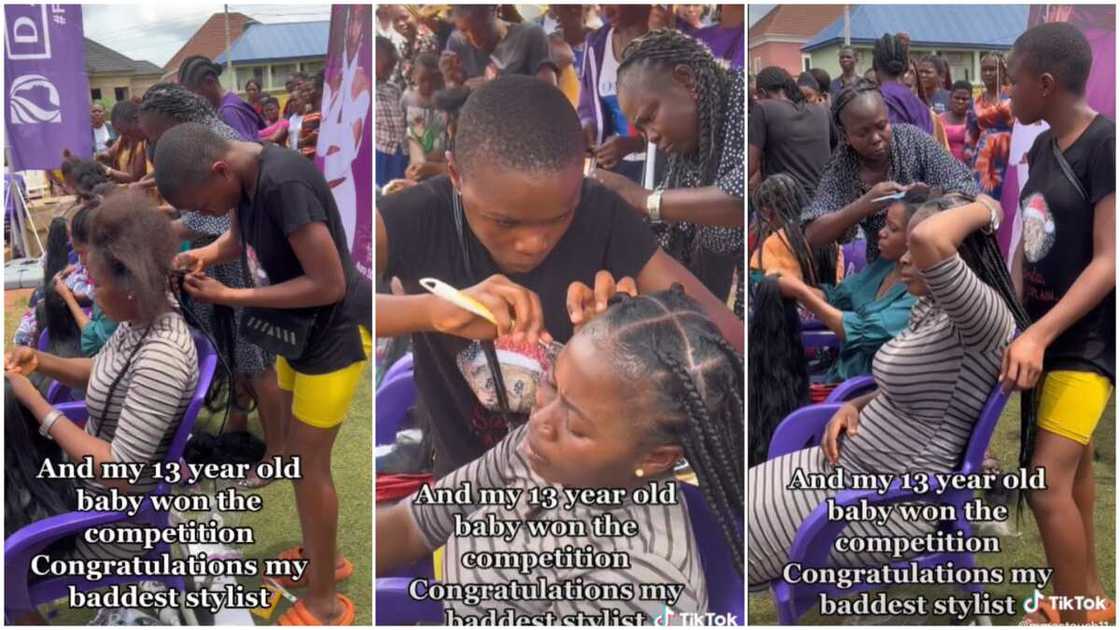Hairdressing in Nigeria/Young children with handwork. Hairdressing in Nigeria/Young children with handwork.