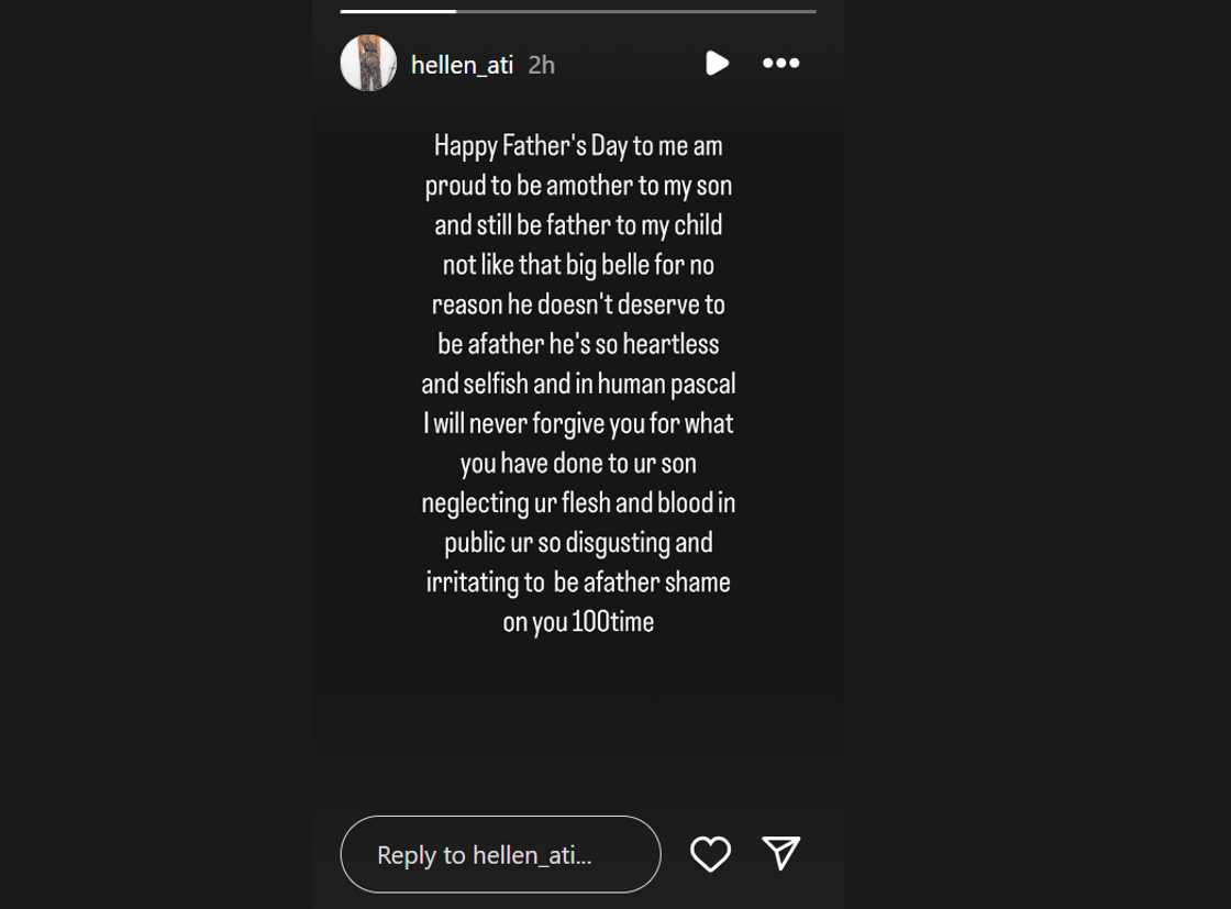 Hellen Ati slams Cubana Chiefpriest on Father's Day. Hellen Ati slams Cubana Chiefpriest on Father's Day.