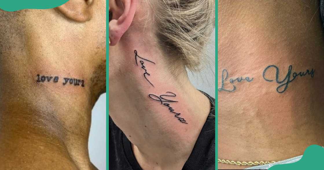 Love Yourz tattoos on the neck or nape Love Yourz tattoos on the neck or nape